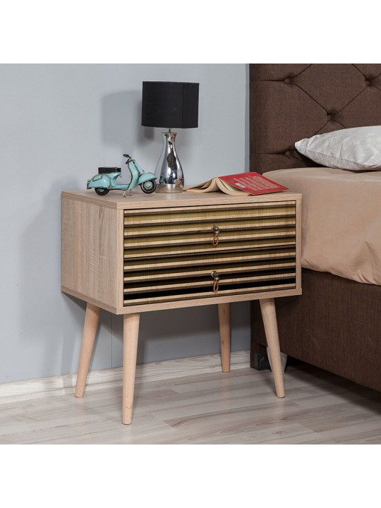 Κομοδίνο Soho Megapap από μελαμίνη χρώμα sonoma 60x40x61εκ.