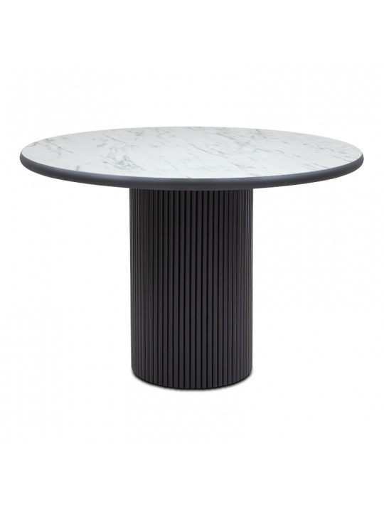 Τραπέζι Borno Megapap χρώμα μαύρο - λευκό εφέ μαρμάρου Ø115x79 εκ.