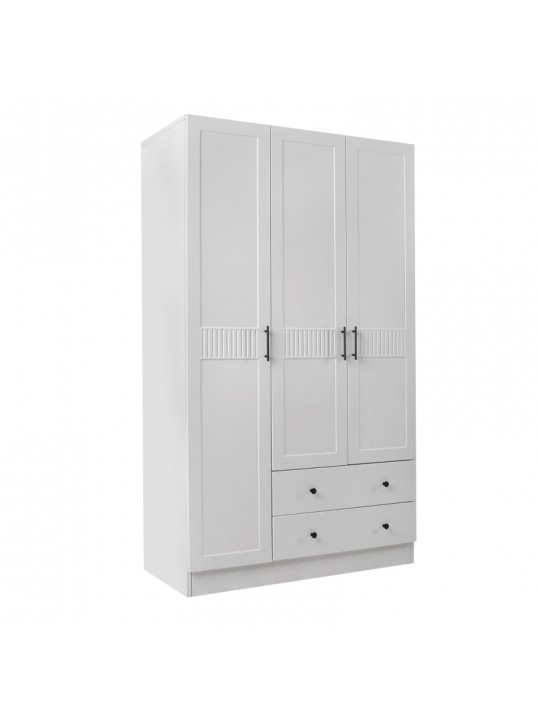 Ντουλάπα ρούχων Jenna Megapap τρίφυλλη χρώμα λευκό 105x50x182εκ.
