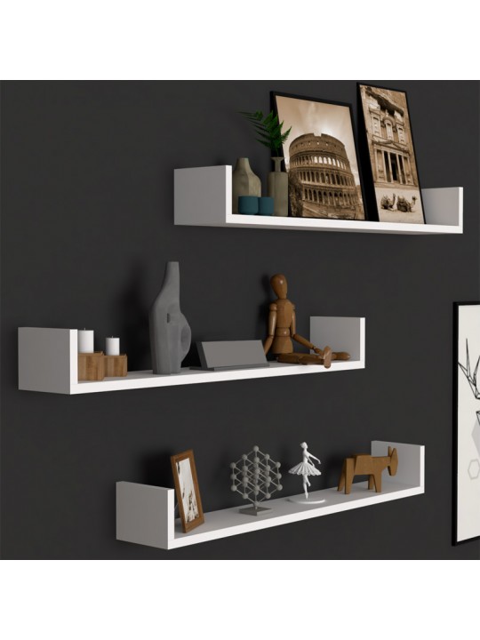 Ραφιέρα τοίχου Tyrion Megapap 3 τεμαχίων από μελαμίνη χρώμα λευκό 90x15x12εκ.