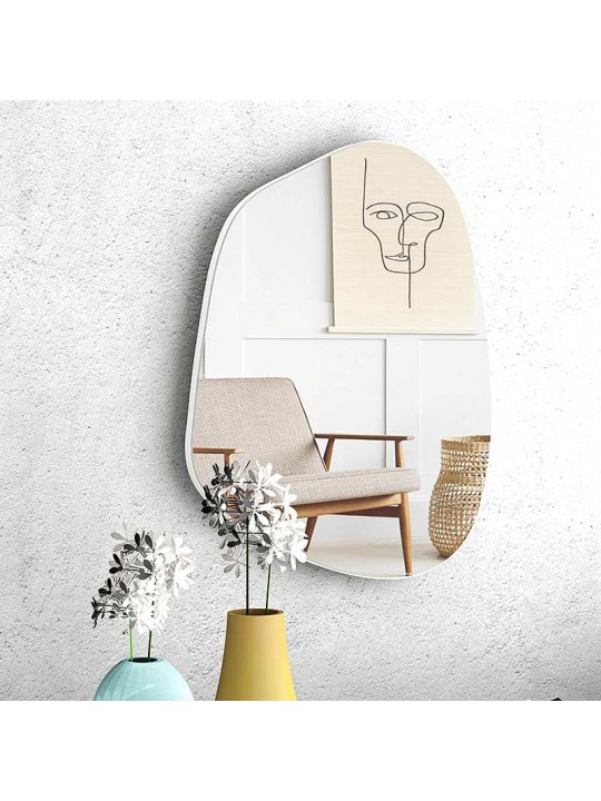 Καθρέφτης τοίχου Denza Megapap χρώμα λευκό 50x70x2,2εκ.