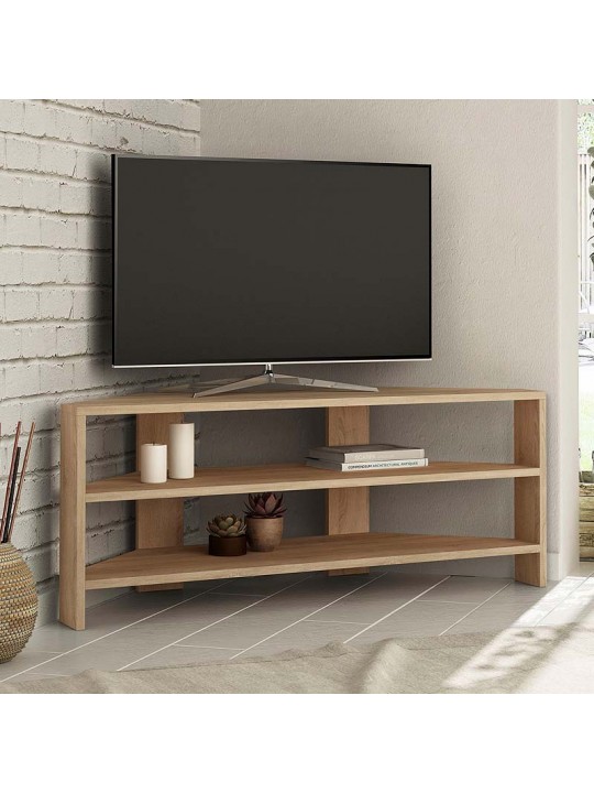 Έπιπλο τηλεόρασης γωνιακό Thales Megapap μελαμίνης χρώμα φυσικό οξιάς 110x36x45εκ.