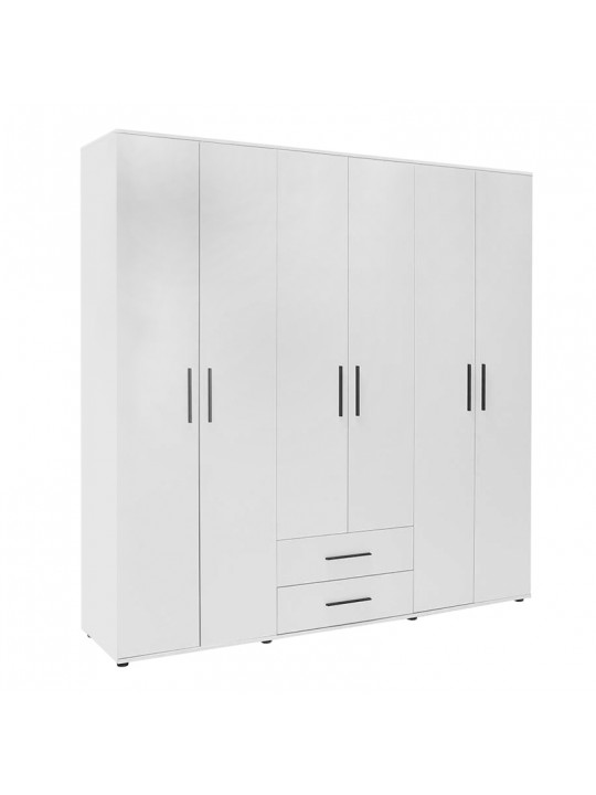 Ντουλάπα ρούχων Bianco Megapap εξάφυλλη χρώμα λευκό 206x52x213εκ.