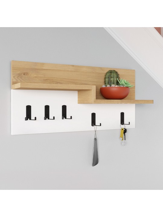 Κρεμάστρα τοίχου Harmon Megapap χρώμα sapphire oak - λευκό 65x15x31εκ.