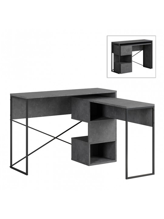 Γραφείο εργασίας πολυμορφικό Badau Megapap χρώμα γκρι ρετρό 110x37,2x77εκ.