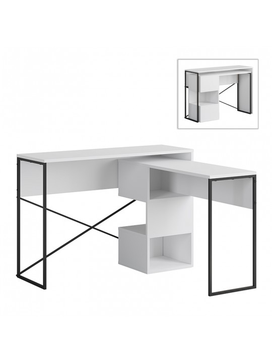 Γραφείο εργασίας πολυμορφικό Badau Megapap χρώμα λευκό 110x37,2x77εκ.