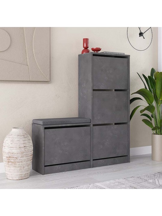 Παπουτσοθήκη μελαμίνης Dude Megapap χρώμα γκρι ρετρό 104,8x26x118,5εκ.