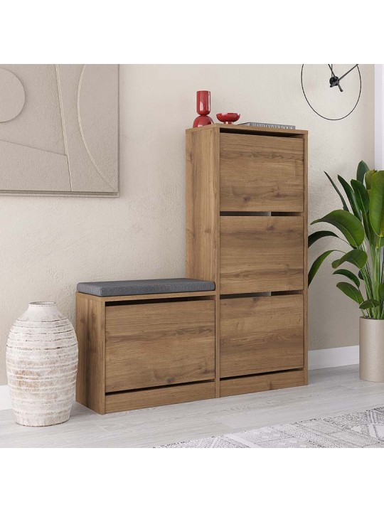 Παπουτσοθήκη μελαμίνης Dude Megapap χρώμα ανοιχτό καφέ 104,8x26x118,5εκ.