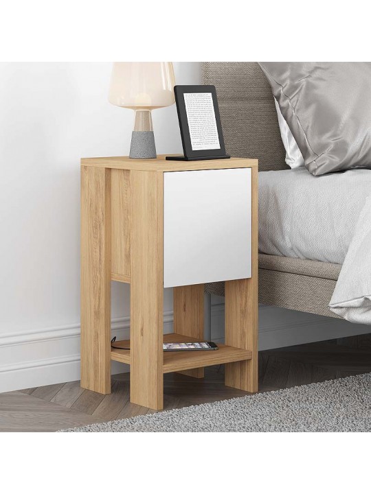 Κομοδίνο Ema Megapap χρώμα sapphire oak - λευκό 30x30x55εκ.