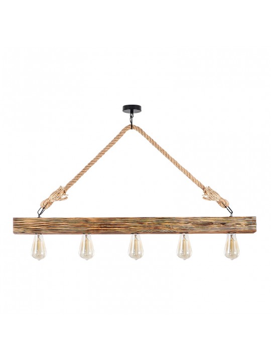 Φωτιστικό οροφής Erebos Megapap E27 ξύλο - σχοινί πεντάφωτο χρώμα φυσικό 100x7x53εκ.