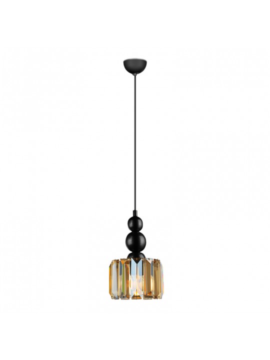 Φωτιστικό οροφής Alaba Megapap E27 μεταλλικό - γυάλινο μονόφωτο χρώμα μαύρο 15x15x65εκ.