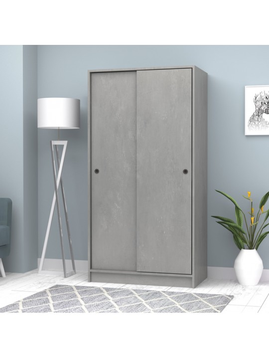 Ντουλάπα ρούχων Misra Megapap δίφυλλη συρόμενη χρώμα γκρι σκυροδέματος 94x52x182εκ.