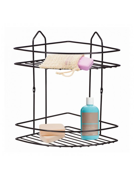 Ραφιέρα μπάνιου γωνιακή Perilla μεταλλική χρώμα μαύρο 20x20x28εκ.