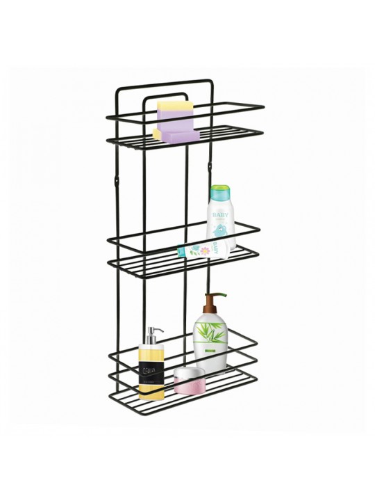 Ραφιέρα 0220081 μπάνιου Perilla μεταλλική χρώμα μαύρο 27x12x54εκ.