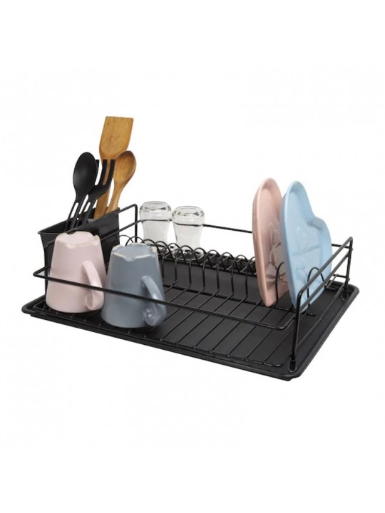 Πιατοθήκη 0220237 μεταλλική Perilla χρώμα μαύρο 46x33x12εκ.