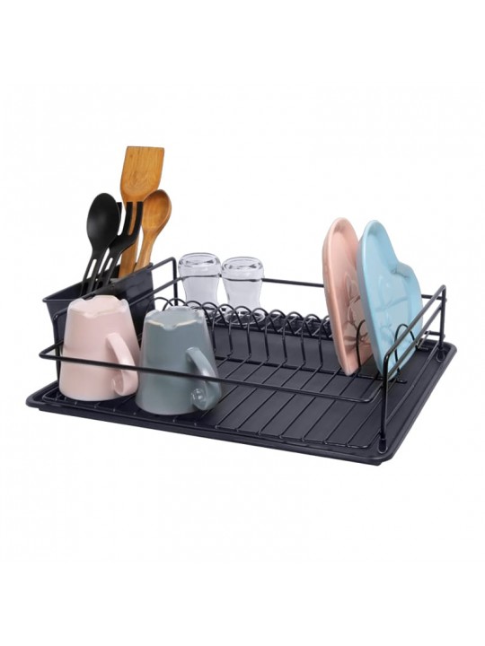 Πιατοθήκη 0249151 μεταλλική Perilla χρώμα ανθρακί 46x33x12εκ.