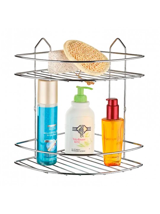 Ραφιέρα μπάνιου γωνιακή Perilla μεταλλική χρώμα ασημί 20x20x28εκ.