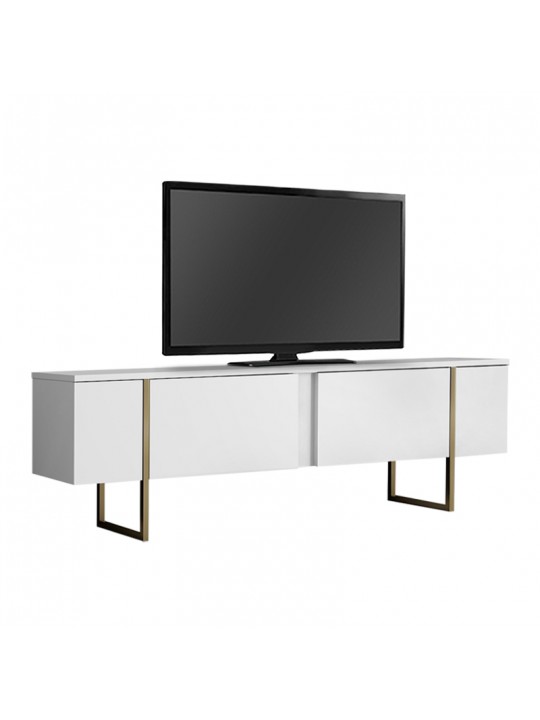 Έπιπλο τηλεόρασης Luxe Megapap χρώμα λευκό - χρυσό 180x30x50εκ.