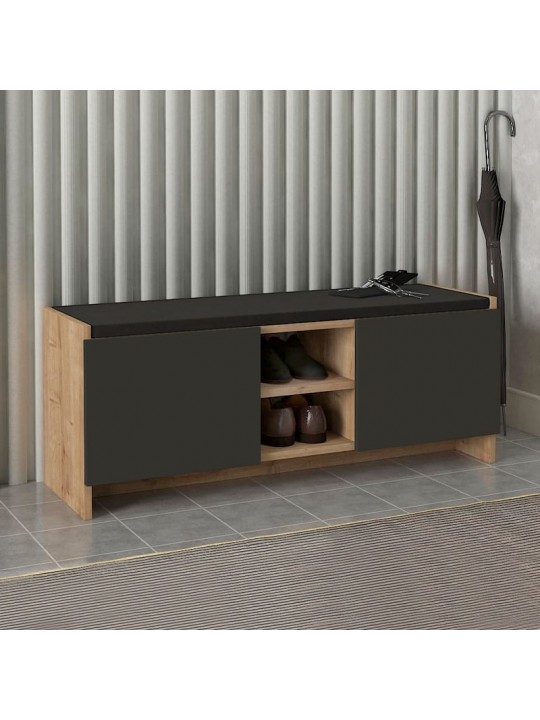 Παπουτσοθήκη Verly Megapap χρώμα sapphire oak - ανθρακί 110x33,2x43εκ.