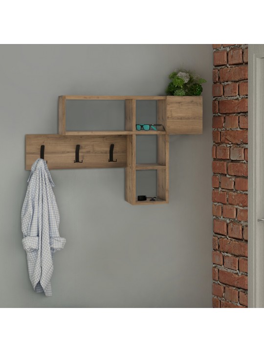 Κρεμάστρα τοίχου Game Megapap από μελαμίνη χρώμα ανοιχτό καρυδί 99,5x15x61εκ.