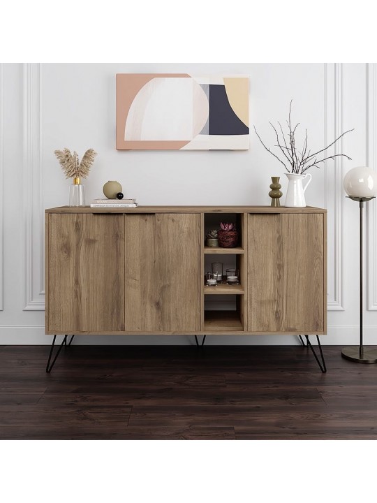 Μπουφές Clara Megapap χρώμα ανοιχτό καρυδί 142x35,6x83εκ.