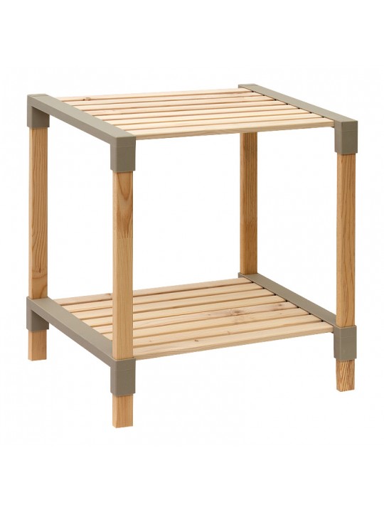 Τραπεζάκι βοηθητικό - κομοδίνο ξύλινο - πλαστικό χρώμα φυσικό - μπεζ 41x33x45εκ.