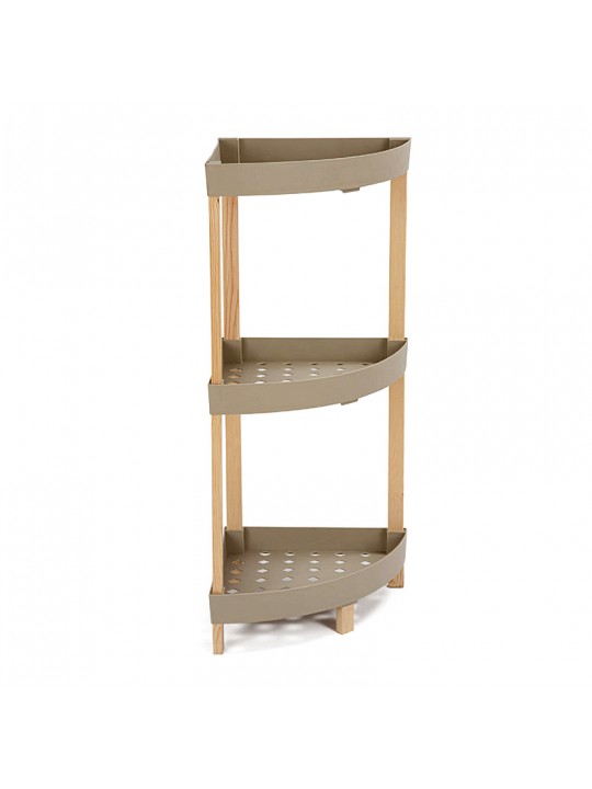 Ραφιέρα δαπέδου γωνιακή πλαστική - ξύλινη χρώμα φυσικό - μπεζ 44x32x79εκ.