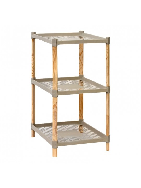 Ραφιέρα δαπέδου πλαστική - ξύλινη χρώμα φυσικό - μπεζ 45x38x79εκ.