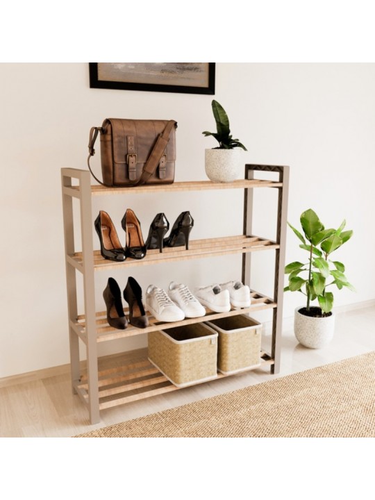 Παπουτσοθήκη ξύλινη - πλαστική χρώμα φυσικό - μπεζ 66x20x68εκ.