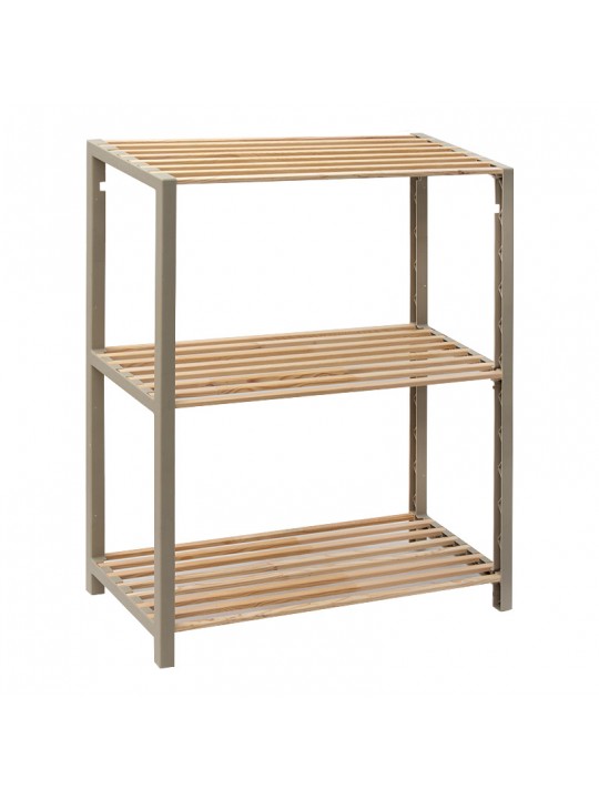 Ραφιέρα δαπέδου - Τραπεζάκι βοηθητικό ξύλινο - πλαστικό χρώμα φυσικό - μπεζ 65x29x78εκ.