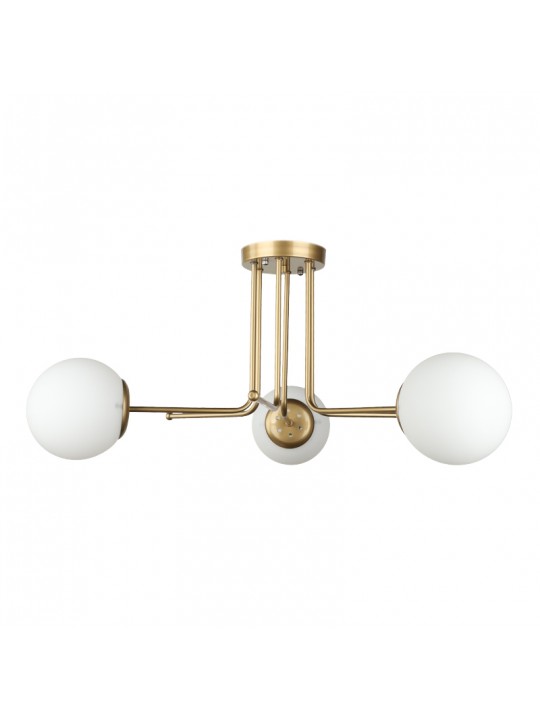 Φωτιστικό οροφής Maxidex Megapap Ε27 μεταλλικό - γυάλινο τρίφωτο χρώμα χρυσό Ø70x50εκ.