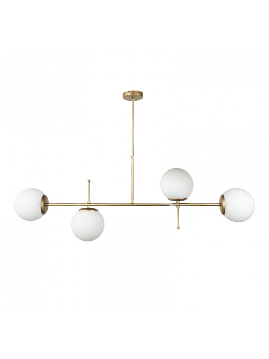 Φωτιστικό οροφής Lura Megapap Ε27 μεταλλικό - γυάλινο τετράφωτο χρώμα χρυσό 110x70εκ.