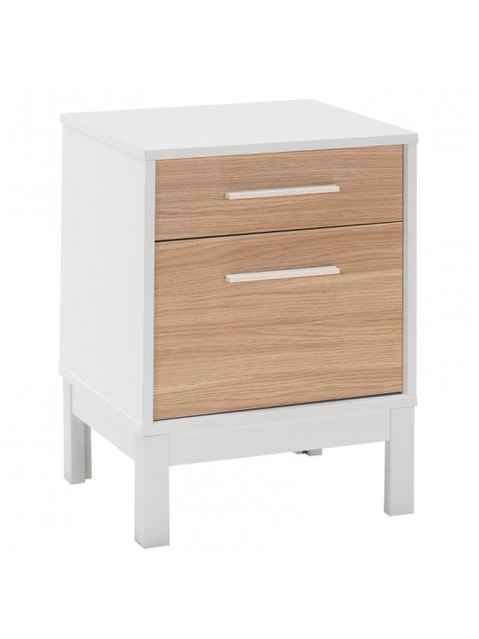 Κομοδίνο London Megapap χρώμα λευκό - oak 45x41x60εκ.