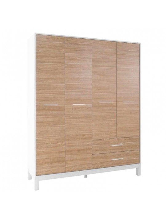 Ντουλάπα ρούχων London Megapap τετράφυλλη χρώμα oak - λευκό 159x52x202εκ.