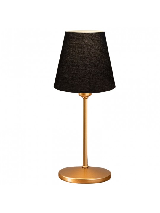 Φωτιστικό επιτραπέζιο Santo Megapap E27 ύφασμα Pvc χρώμα μαύρο - χρυσό Ø13x37εκ.