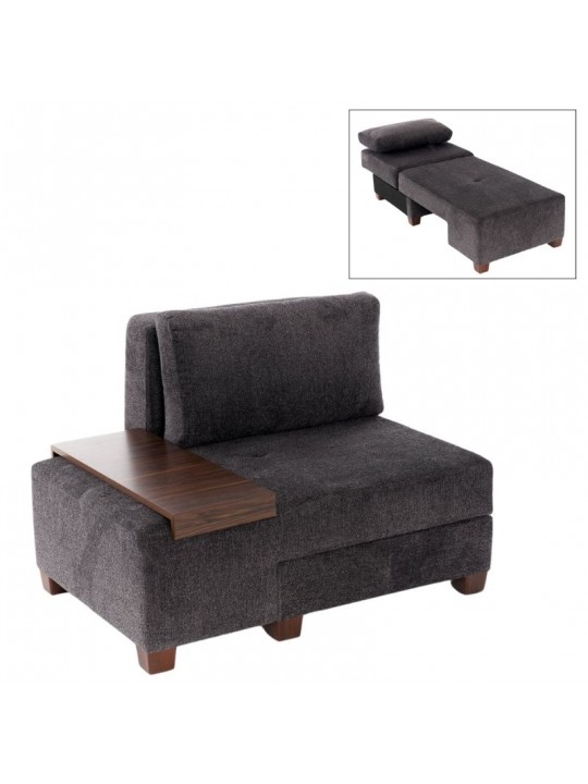 Πολυθρόνα - κρεβάτι Perenna Megapap υφασμάτινη χρώμα ανθρακί 116x93x83εκ.