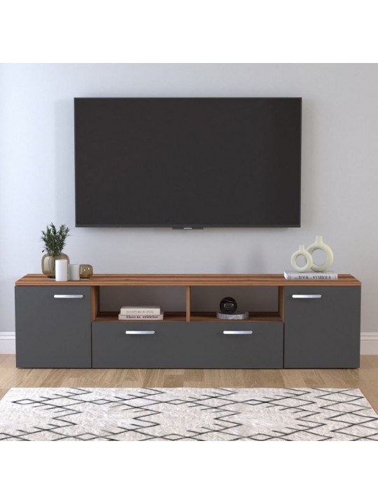 Έπιπλο τηλεόρασης Girit Megapap χρώμα καρυδί - ανθρακί 181,3x41x46,2εκ.