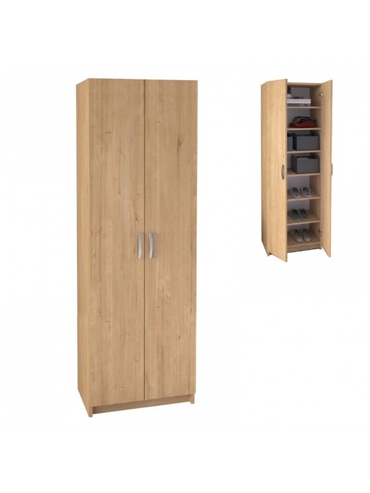 Ντουλάπα ρούχων - Παπουτσοθήκη Renso Megapap δίφυλλη χρώμα sapphire oak 59,8x37,8x178,5εκ.