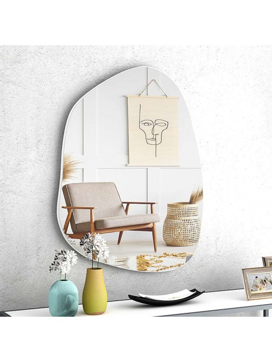 Καθρέφτης τοίχου Denza Megapap χρώμα λευκό 100x80x2,2εκ.