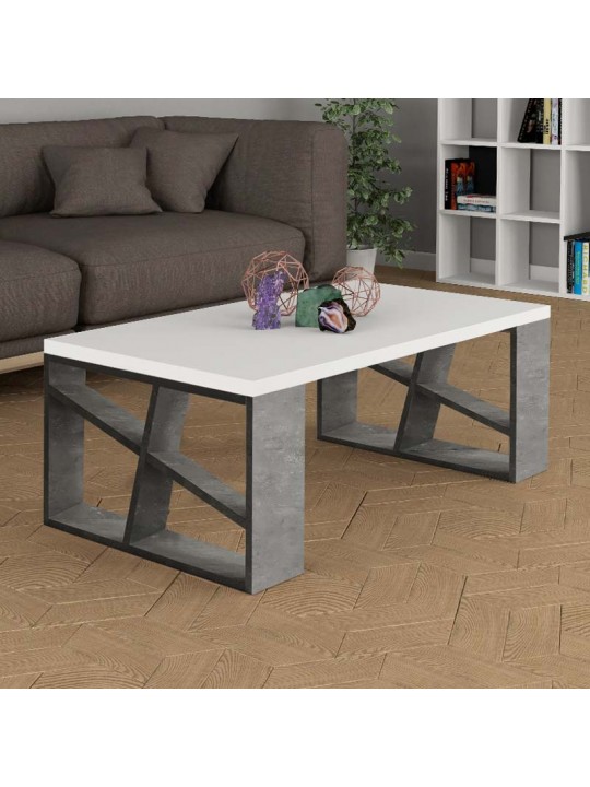 Τραπεζάκι σαλονιού Honey Megapap μελαμίνης χρώμα γκρι ρετρό - λευκό 105x60x40εκ.