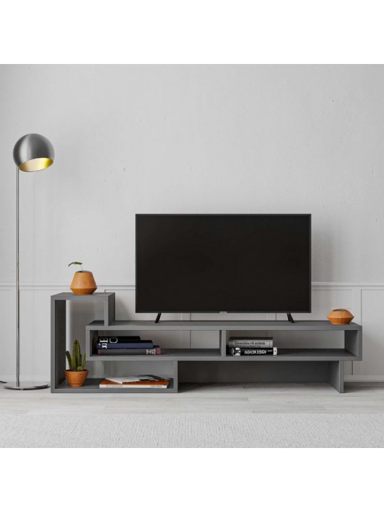 Έπιπλο τηλεόρασης Tetra Megapap μελαμίνης χρώμα γκρι ρετρό 136,7x40x42εκ.