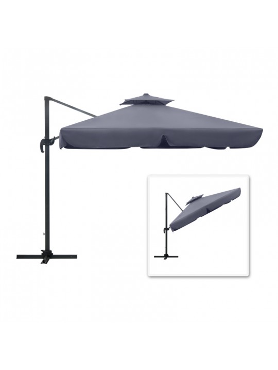 Ομπρέλα κρεμαστή επαγγελματική Pearl Megapap τηλεσκοπική αλουμινίου χρώμα ανθρακί 3x3m.