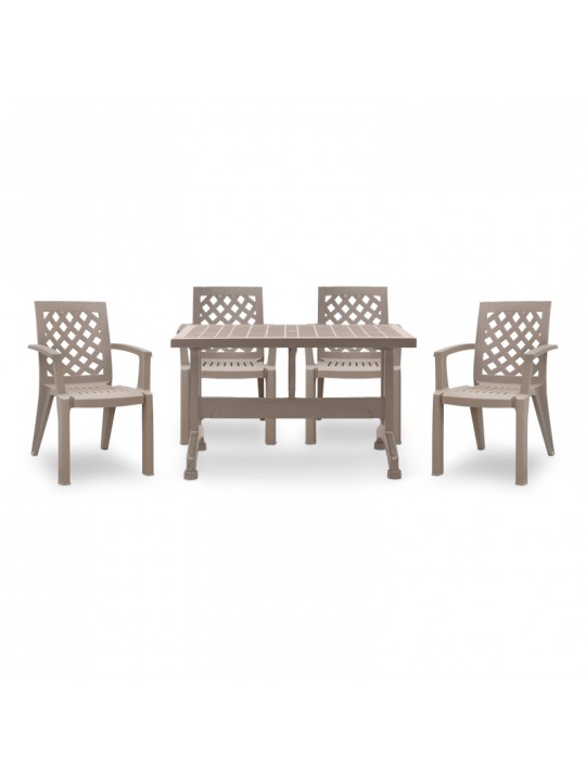 Σετ τραπεζαρία κήπου Callan Megapap 5τμχ πολυπροπυλενίου τραπέζι 120x70 - πολυθρόνα χρώμα cappuccino S_GP046-0002,2+GP046-0004,2x4