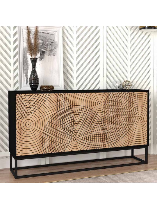 Μπουφές μελαμίνης Themis Megapap χρώμα μαύρο - sapphire oak 150x35x83,6εκ.