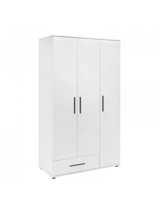 Ντουλάπα ρούχων Bianco Megapap τρίφυλλη με συρτάρια χρώμα λευκό 103x52x187εκ.