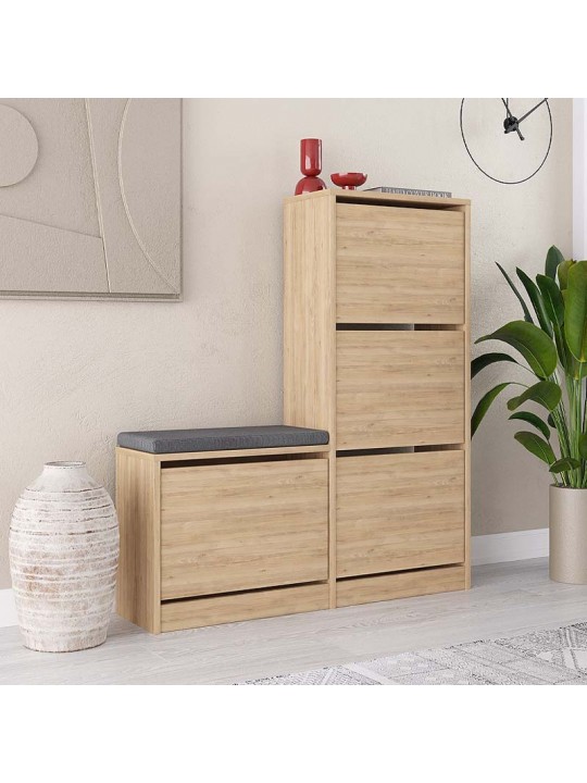 Παπουτσοθήκη μελαμίνης Dude Megapap χρώμα φυσικό οξιάς 104,8x26x118,5εκ.