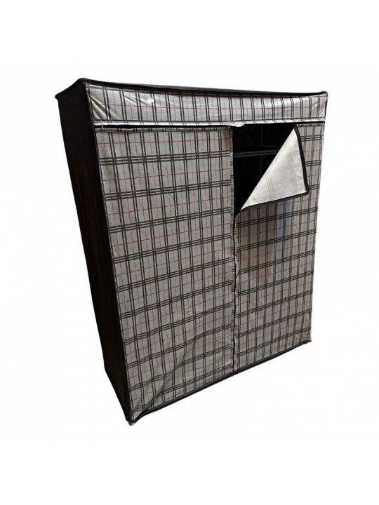 Ντουλάπα Perilla υφασμάτινη με φερμουάρ χρώμα γκρι 117x48x145εκ.