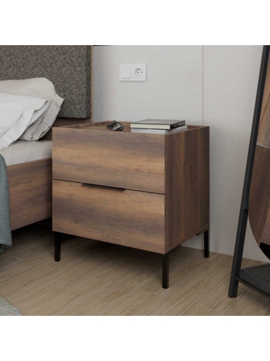 Κομοδίνο Oryana Megapap χρώμα καρυδί 55x44x59εκ.