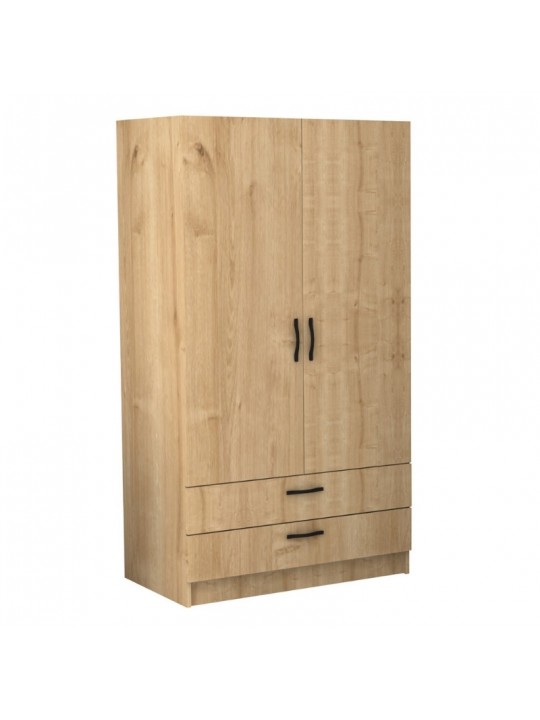 Ντουλάπα ρούχων Victoria Megapap δίφυλλη με συρτάρια χρώμα φυσικό οξιάς 100x60x181εκ.