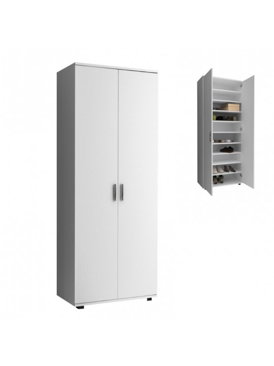 Ντουλάπα ρούχων - παπουτσοθήκη Eric Megapap δίφυλλη χρώμα λευκό 76x36x187εκ.